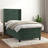 Boxspring met matras fluweel donkergroen 100x200 cm