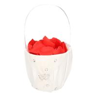 Bruiloft strooimandje met hartjes - inclusief rozenblaadjes rood - bruidsmeisje accessoires