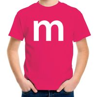 Letter M verkleed/ carnaval t-shirt roze voor kinderen - thumbnail