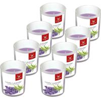 Trend Candles Geurkaars - 8x - in glas - Lavendel aroma - 25 branduren - 7 x 8 cm