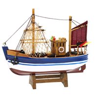 Vissersboot schaalmodel - Hout - 20 x 5.5 x 17 cm - Maritieme boten decoraties voor binnen