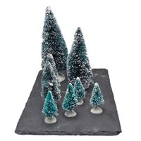 Kerstdorp onderdelen miniatuur set van 8x mini boompjes   -