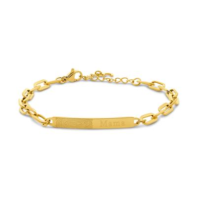 Gepersonaliseerde neusafdruk bar armbanden - Stainless steel - Oval chain - Goud
