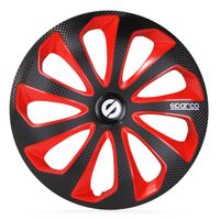 4-Delige Sparco Wieldoppenset Sicilia 14-inch zwart/rood/carbon SP1475BKRDC