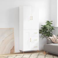Hoge kast 69,5x34x180 cm bewerkt hout wit