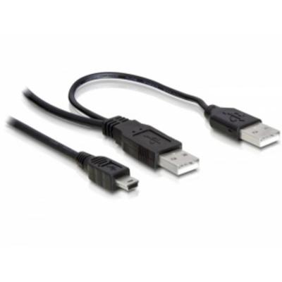 Delock USB-kabel USB 2.0 USB-A stekker, USB-A stekker, USB-mini-B stekker 1.00 m Zwart 82447