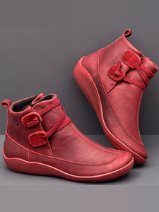 Women Casual Comfy Daily Adjustable Soft Leather Booties