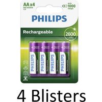 16 Stuks (4 Blisters a 4 st) Philips AA Oplaadbare batterijen - 2500 mAh - thumbnail