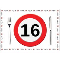 Papieren placemats 16 jaar 10 stuks - thumbnail