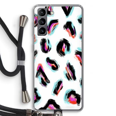 Cheetah color: Samsung Galaxy S21 Transparant Hoesje met koord
