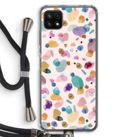 Terrazzo Memphis Pink: Samsung Galaxy A22 5G Transparant Hoesje met koord