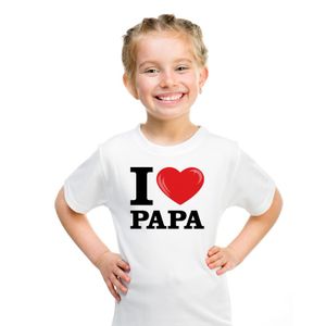 Wit I love Papa t-shirt kinderen