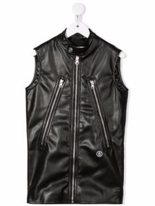 MM6 Maison Margiela Kids gilet zippé en cuir artificiel - Noir