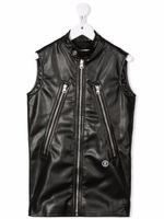 MM6 Maison Margiela Kids gilet zippé en cuir artificiel - Noir - thumbnail