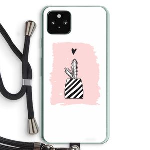 Zwart-wit cactus: Pixel 5a 5G Transparant Hoesje met koord