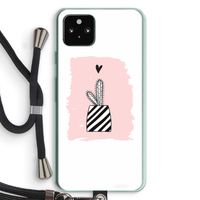 Zwart-wit cactus: Pixel 5a 5G Transparant Hoesje met koord