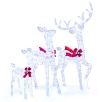 3-delige LED Rendier Familie Kerstdecoratie met 215 Koudwitte Lichten Verlicht Rendier