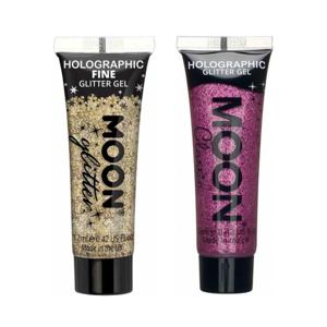 Moon Creations Glittergel fijn set - voor lichaam en gezicht - goud en roze