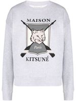 Maison Kitsuné sweat en coton chiné à motif renard - Gris - thumbnail