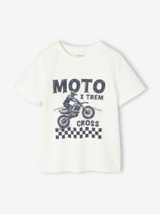 Basic jongensshirt met print vooraan ecru