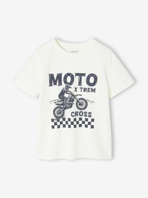 Basic jongensshirt met print vooraan ecru