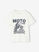 Basic jongensshirt met print vooraan ecru