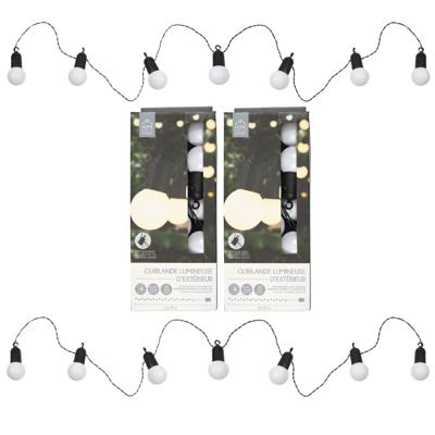 Home Deco Factory Feestverlichting lichtsnoer - 2x - 20 LED lampen - warm wit - 1070 cm - buiten