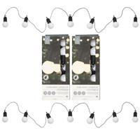 Home Deco Factory Feestverlichting lichtsnoer - 2x - 20 LED lampen - warm wit - 1070 cm - buiten