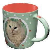 Beker - katten liefhebber - 330 ml - poezen mok - keramiek