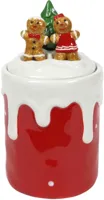 Voorraadpot keramiek kerst 12.5x23cm rood, wit Voorraadpot keramiek kerst 12.5x23cm rood, wit