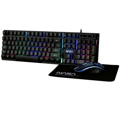 Toetsenbord en muis NASA NASA-PEGASUS3IN1 Zwart