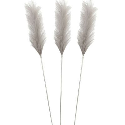 Pluimgras losse steel/tak - 3x - zilvergrijs - 104 cm - Decoratie kunst pluimen