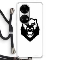 Angry Bear (white): Huawei P50 Pro Transparant Hoesje met koord