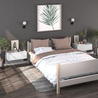 Wandnachtkastjes 2 st bewerkt hout hoogglans wit