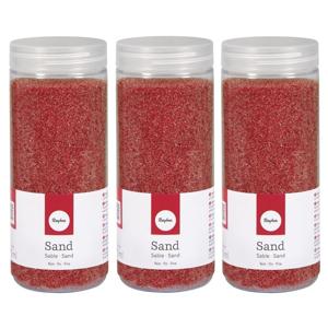 Hobby Fijn decoratie zand korrels - 3x - rood - 475 ml - zandkorrels - knutselmateriaal