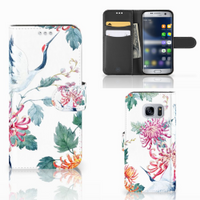 Samsung Galaxy S7 Telefoonhoesje met Pasjes Bird Flowers - thumbnail