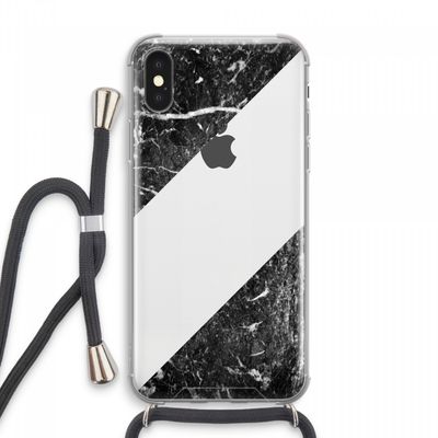 Zwart marmer: iPhone XS Max Transparant Hoesje met koord