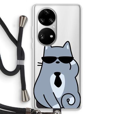 Cool cat: Huawei P50 Pro Transparant Hoesje met koord