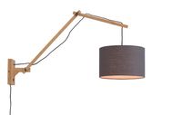 GOOD&MOJO Wandlamp 'Andes' Large, Bamboe en Eco linnen, kleur Donkergrijs/Naturel