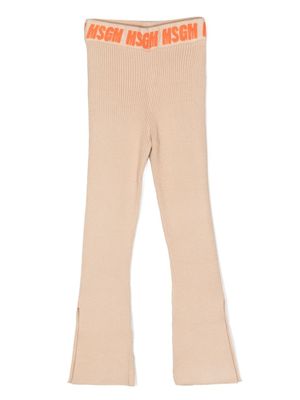 MSGM Kids chaussettes nervurées à logo imprimé - Tons neutres