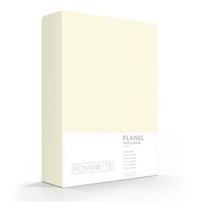 Flanellen Hoeslaken Ivoor Romanette-90 x 200 cm