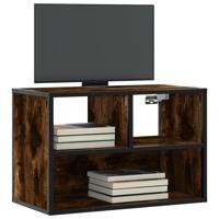 Tv-meubel 60x31x39,5cm bewerkt hout metaal gerookt eikenkleurig