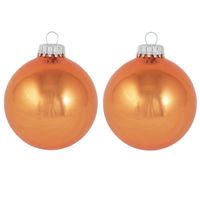 16x Orange Crush oranje glazen kerstballen glans 7 cm kerstboomversiering - thumbnail