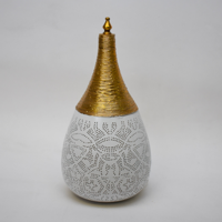 Tafellamp Ameera filigrain druppel wit/goud in 2 maten