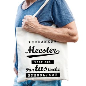 Katoenen cadeau tasje bedankt meester   -