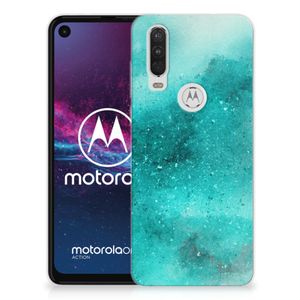 Hoesje maken Motorola One Action Painting Blue