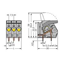 WAGO 2706-153 Veerkrachtklemblok 6.00 mm² Aantal polen 3 Grijs 55 stuk(s)