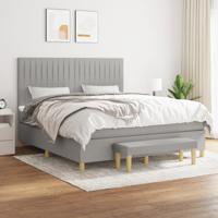 Boxspring met matras stof lichtgrijs 160x200 cm