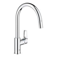 Grohe Start Loop Keukenkraan - 1-gats - hoge draaibare uittrekbare uitloop- voorsprong 21.5cm - open greep - chroom 30556000