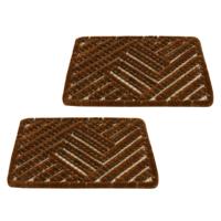 Schoenen borstelmat - 2x - bruin - 40 x 60 cm - deurmat/schoenenveger